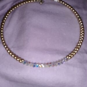NEW Elegant Crystal Gold and Silver Beaded Choker Necklace  NWT